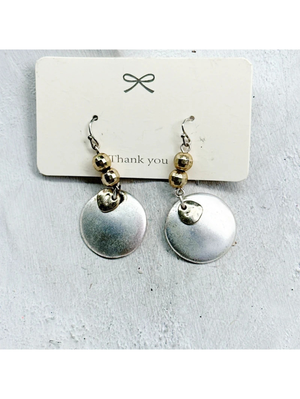 508mc. Pewtertone Chico’s Disc Earrings